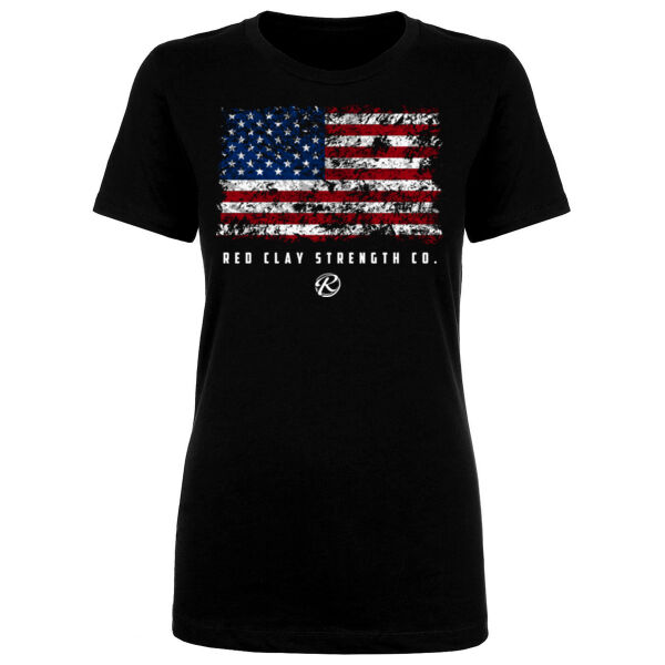 DISTRESSED FLAG - WOMEN'S FITTED T-SHIRT - $EFEHGJ$ Thumbnail